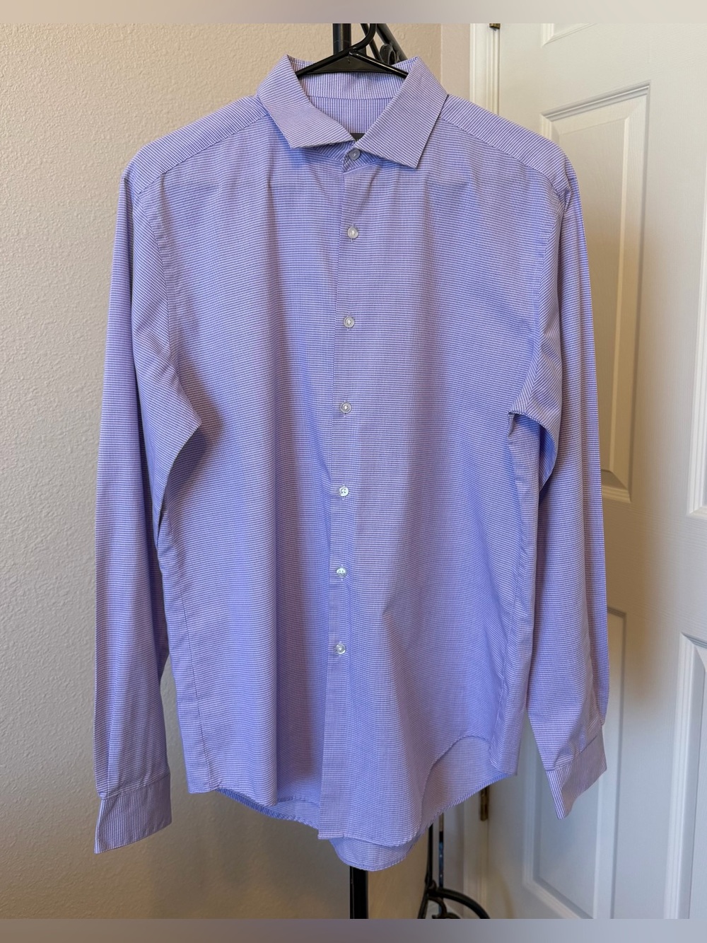Van Heusen mens purple long-sleeve slim fit button-down preppy academia business